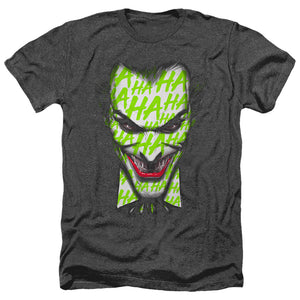 AN OFFCIALLY LICENSED BATMAN HA HA SMILE MEN'S HEATHER T-SHIRT CHARCOAL