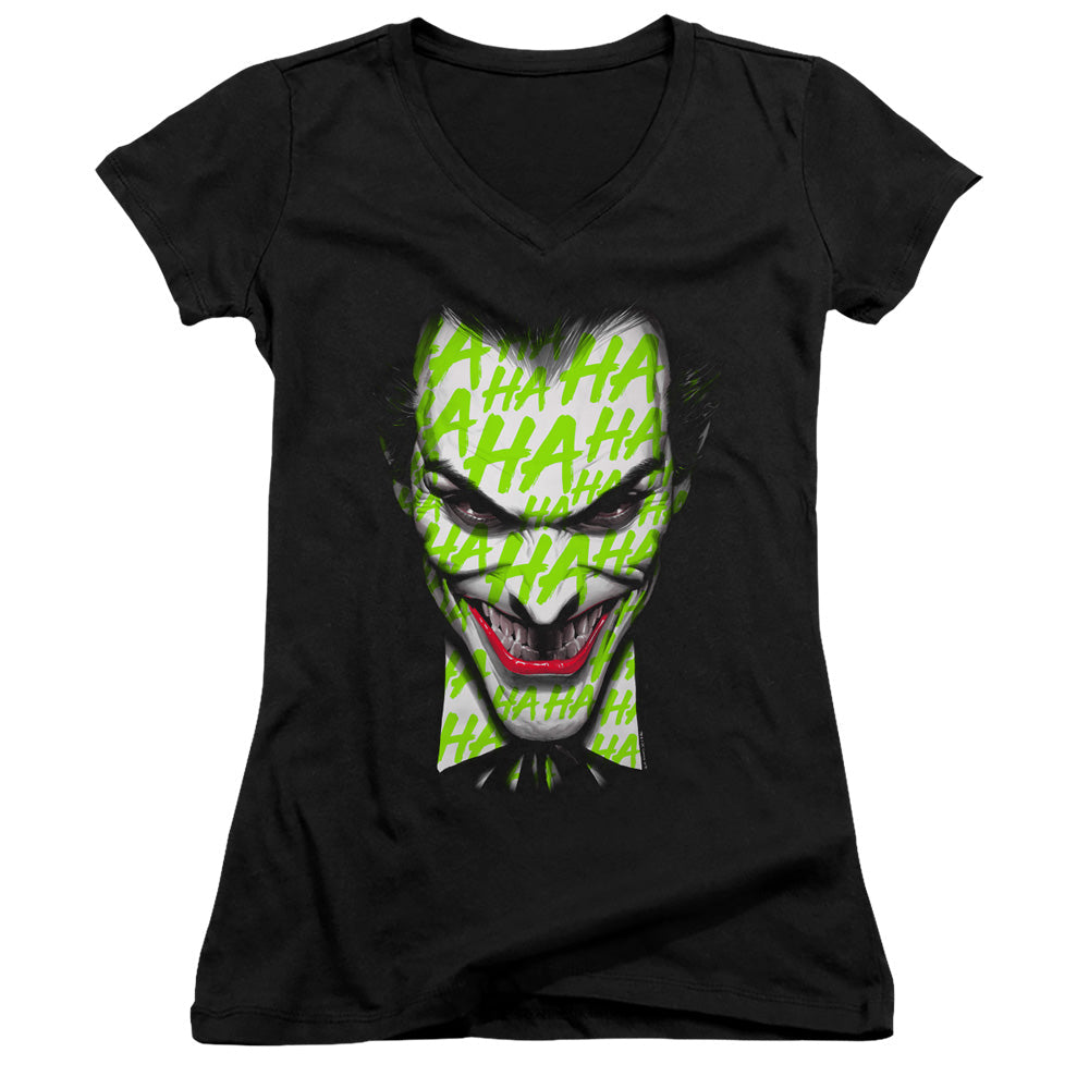 Batman Ha Ha Smile Licensed Women's T-Shirt Juniors V-Neck SM
