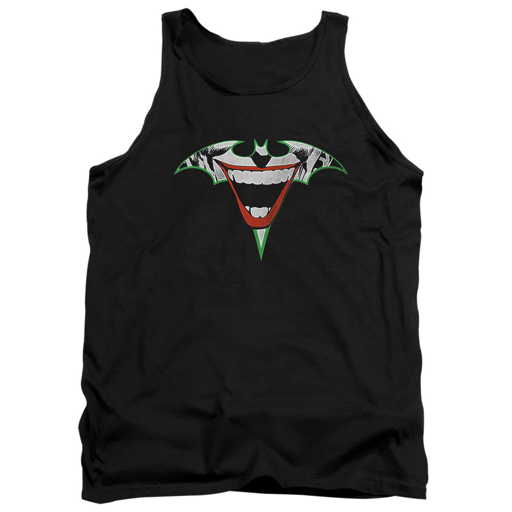 AN OFFCIALLY LICENSED BATMAN JOKER BAT LOGO ADULT UNISEX TANK TOP BLACK