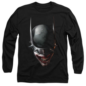AN OFFCIALLY LICENSED BATMAN BATMAN WHO LAUGHS HEAD MEN'S LONG SLEEVE T-SHIRT BLACK