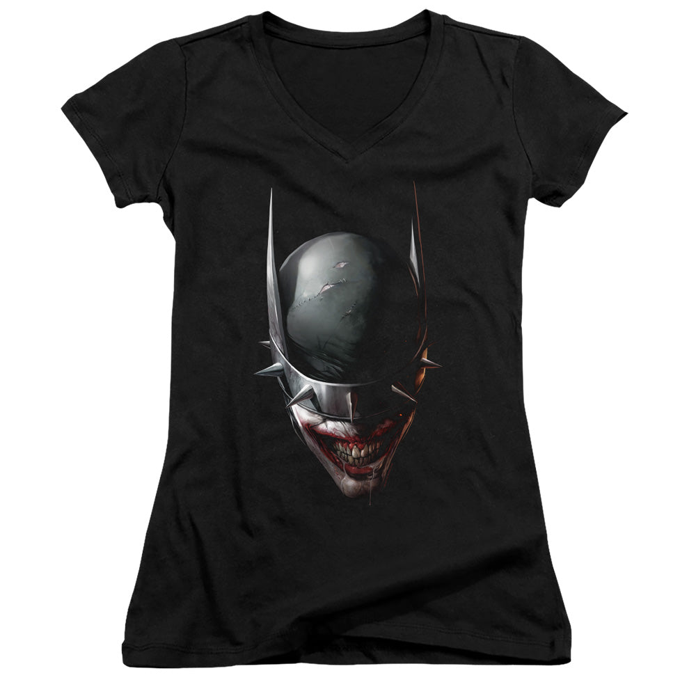 Batman Batman Who Laughs Head Licensed Women's T-Shirt Juniors V-Neck SM