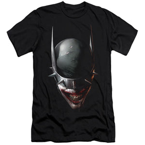AN OFFCIALLY LICENSED BATMAN BATMAN WHO LAUGHS HEAD MEN'S PREMIUM SLIM FIT T-SHIRT BLACK