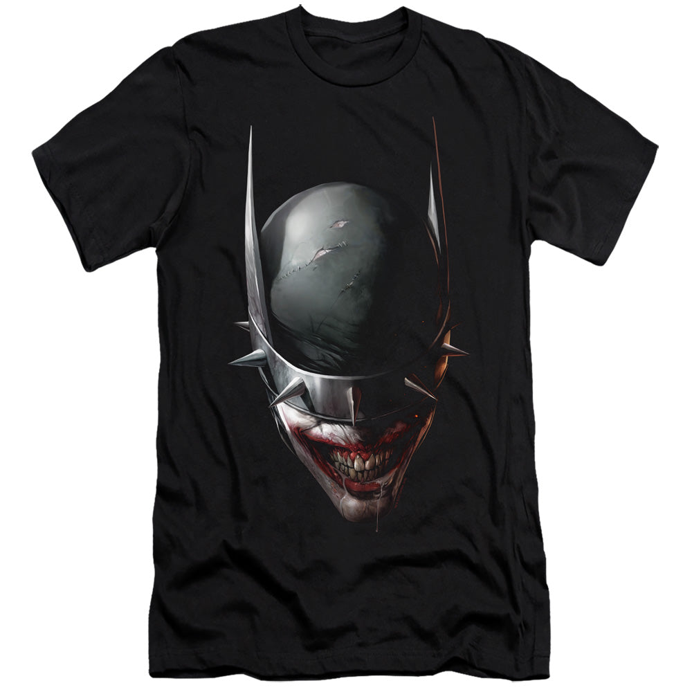 AN OFFCIALLY LICENSED BATMAN BATMAN WHO LAUGHS HEAD MEN'S PREMIUM SLIM FIT T-SHIRT BLACK