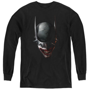 AN OFFCIALLY LICENSED BATMAN BATMAN WHO LAUGHS HEAD YOUTH LONG SLEEVE T-SHIRT BLACK