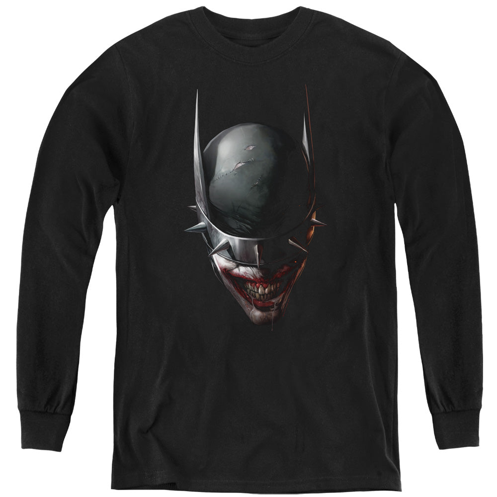AN OFFCIALLY LICENSED BATMAN BATMAN WHO LAUGHS HEAD YOUTH LONG SLEEVE T-SHIRT BLACK