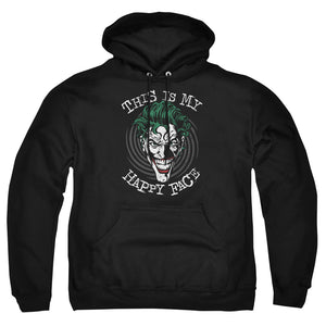 AN OFFCIALLY LICENSED BATMAN MANIACAL SPIRAL ADULT UNISEX PULLOVER HOODIE BLACK