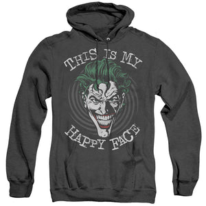 AN OFFCIALLY LICENSED BATMAN MANIACAL SPIRAL ADULT UNISEX HEATHER PULLOVER HOODIE BLACK