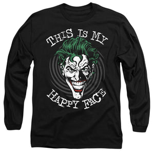 AN OFFCIALLY LICENSED BATMAN MANIACAL SPIRAL MEN'S LONG SLEEVE T-SHIRT BLACK