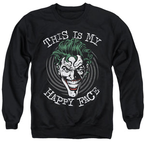 AN OFFCIALLY LICENSED BATMAN MANIACAL SPIRAL ADULT UNISEX CREWNECK SWEATSHIRT BLACK