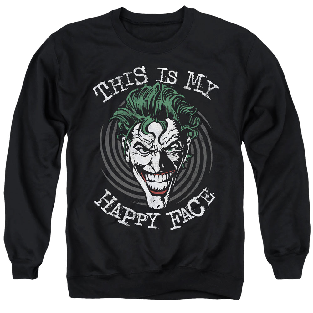 AN OFFCIALLY LICENSED BATMAN MANIACAL SPIRAL ADULT UNISEX CREWNECK SWEATSHIRT BLACK