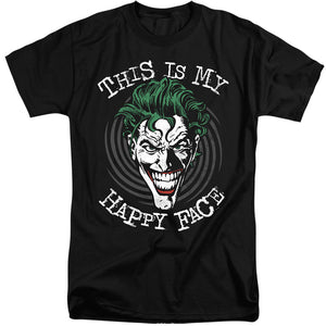 AN OFFCIALLY LICENSED BATMAN MANIACAL SPIRAL MEN'S TALL FIT T-SHIRT BLACK