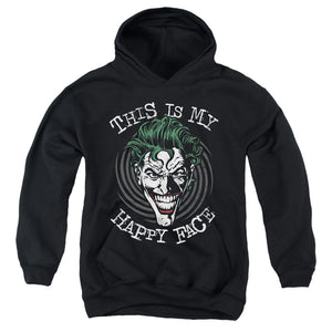 AN OFFCIALLY LICENSED BATMAN MANIACAL SPIRAL YOUTH HOODIE BLACK