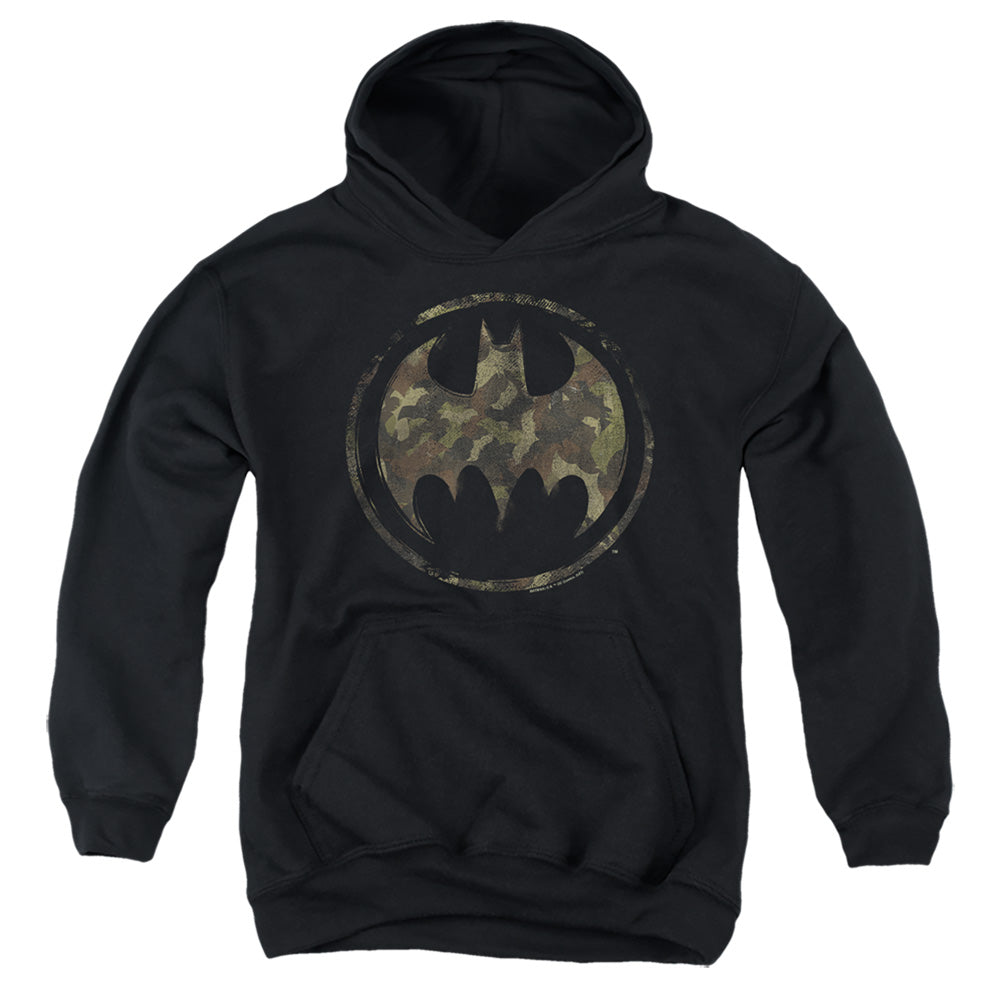 AN OFFCIALLY LICENSED BATMAN BATS OF CAMO YOUTH HOODIE BLACK