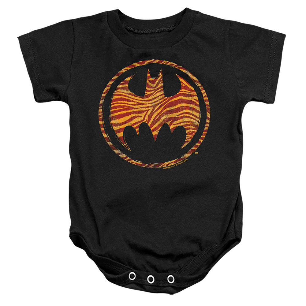 AN OFFCIALLY LICENSED BATMAN BAT ANIMAL PRINT BABY BODYSUIT BLACK