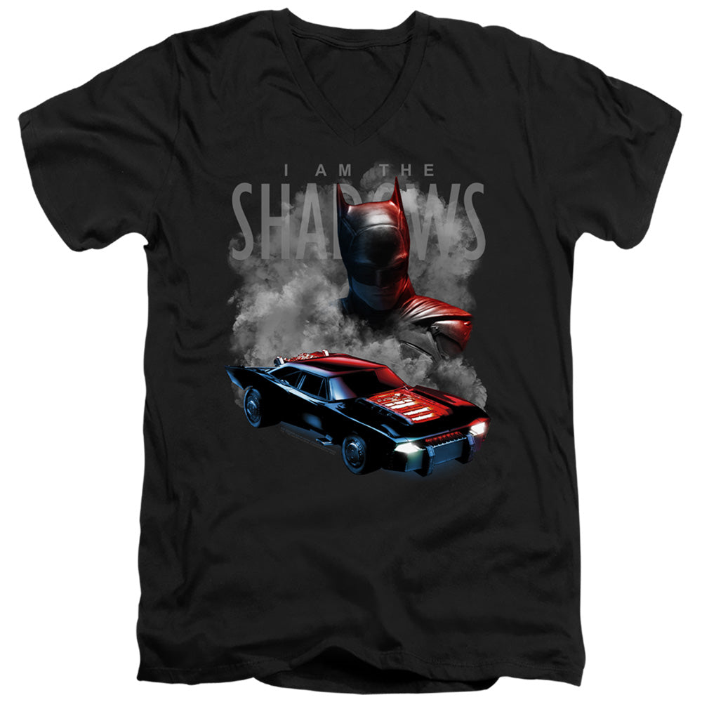 The Batman (2022) Batman And Batmobile Licensed Adult Unisex T-Shirt V-Neck Tee