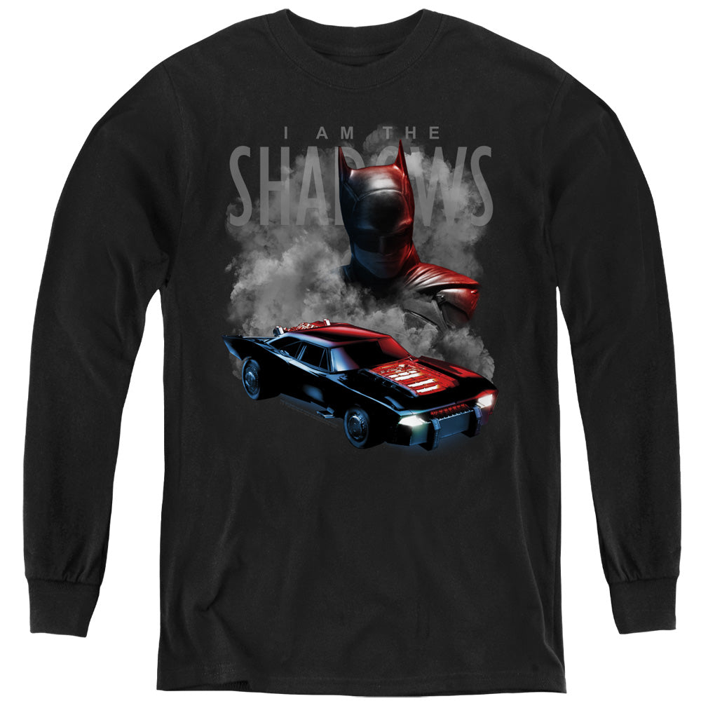 The Batman (2022) Batman And Batmobile Licensed Youth Long Sleeve T-Shirt (Ag...