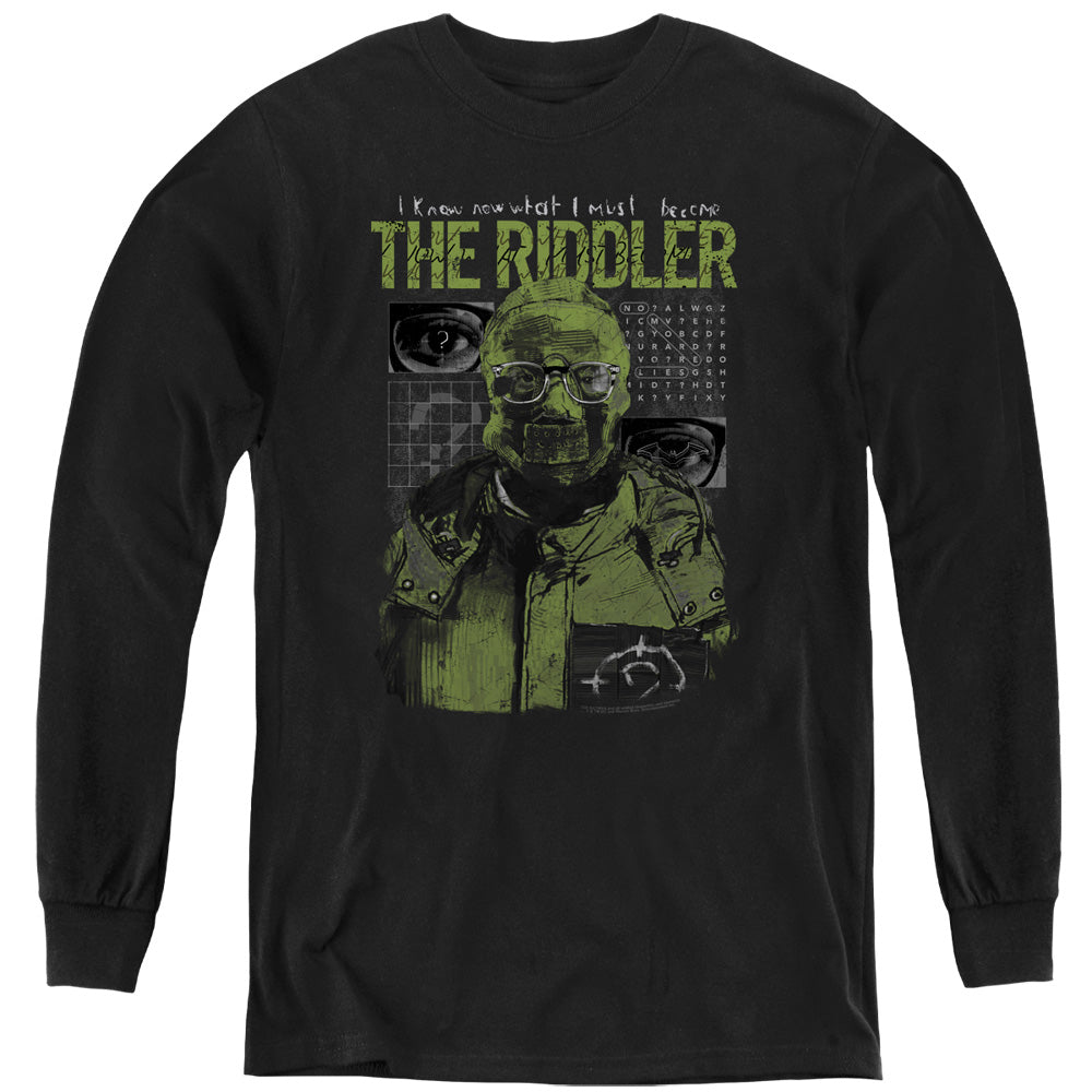 The Batman (2022) Riddler Illustration Licensed Youth Long Sleeve T-Shirt (Ag...