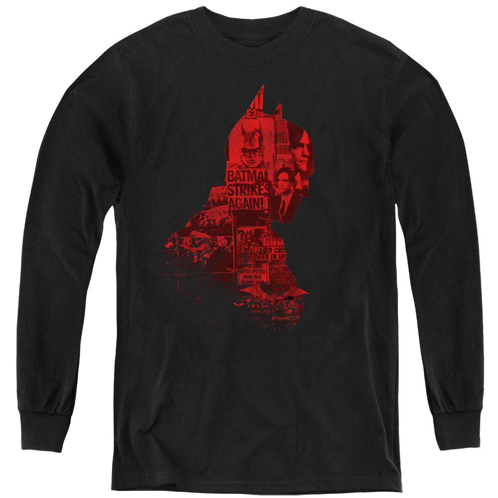 The Batman (2022) News Silhouette Licensed Youth Long Sleeve T-Shirt (Ages 8-12)