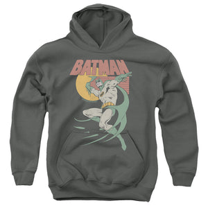 AN OFFCIALLY LICENSED BATMAN 70'S BATMAN YOUTH HOODIE CHARCOAL