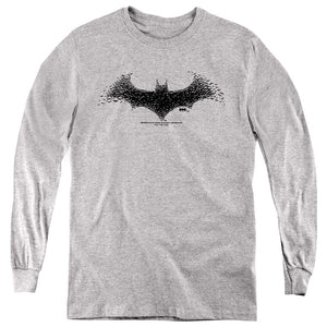 AN OFFCIALLY LICENSED BATMAN BAT LOGO 2 YOUTH LONG SLEEVE T-SHIRT ATHLETIC HEATHER