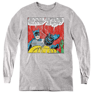 AN OFFCIALLY LICENSED BATMAN BAT SLAP 1 YOUTH LONG SLEEVE T-SHIRT ATHLETIC HEATHER