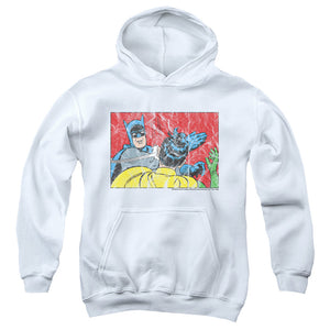 AN OFFCIALLY LICENSED BATMAN BAT SLAP 2 YOUTH HOODIE WHITE