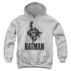 AN OFFCIALLY LICENSED BATMAN BATMAN ATTACK 1 YOUTH HOODIE ATHLETIC HEATHER