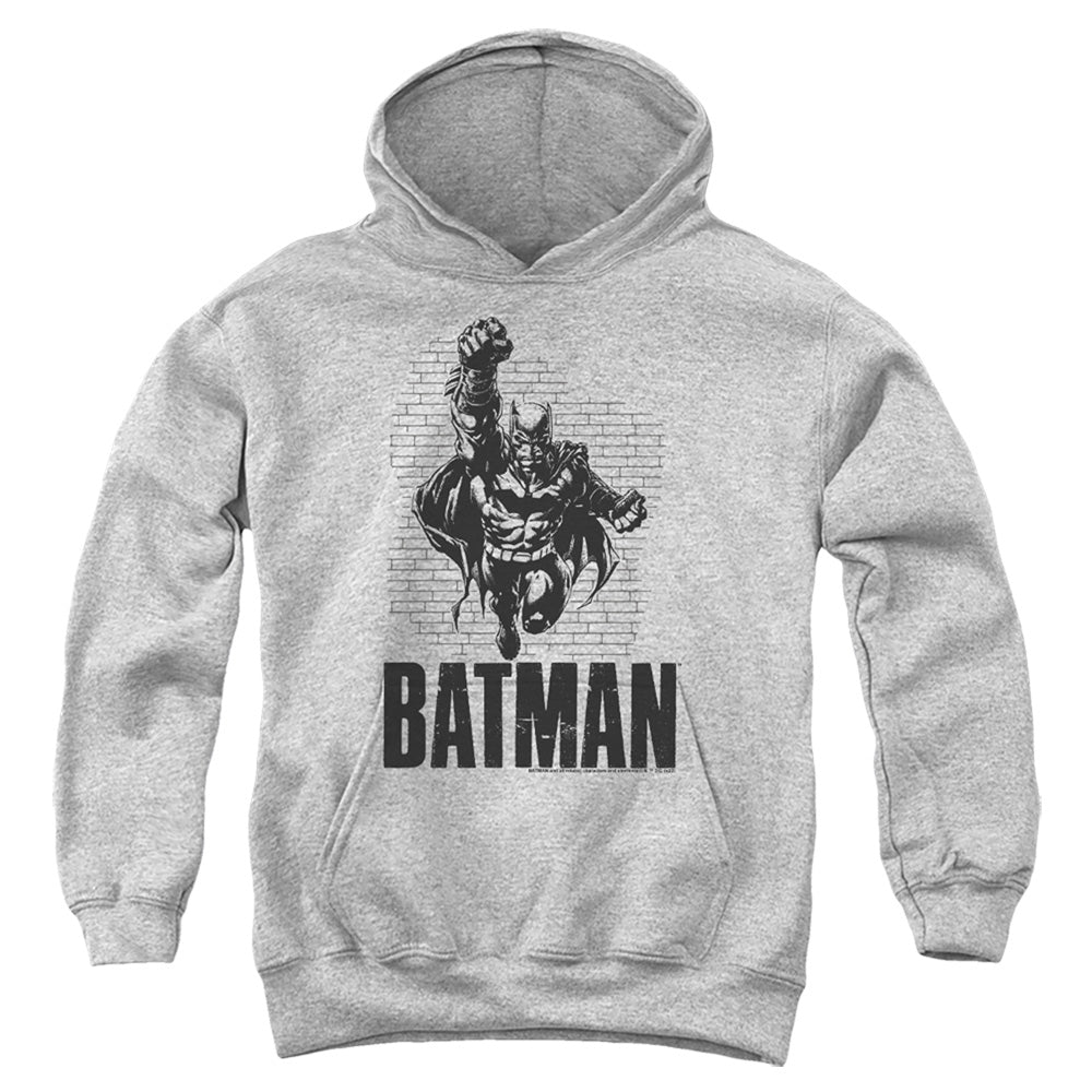 AN OFFCIALLY LICENSED BATMAN BATMAN ATTACK 1 YOUTH HOODIE ATHLETIC HEATHER