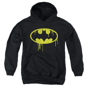 AN OFFCIALLY LICENSED BATMAN BATMAN DRIPPING LOGO YOUTH HOODIE BLACK