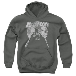 AN OFFCIALLY LICENSED BATMAN BATMAN NIGHTFALL 2 YOUTH HOODIE CHARCOAL