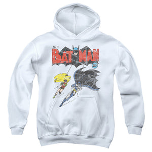 AN OFFCIALLY LICENSED BATMAN BATMAN NO.1 2 YOUTH HOODIE WHITE