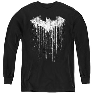 AN OFFCIALLY LICENSED BATMAN BATMAN PAINT 1 YOUTH LONG SLEEVE T-SHIRT BLACK
