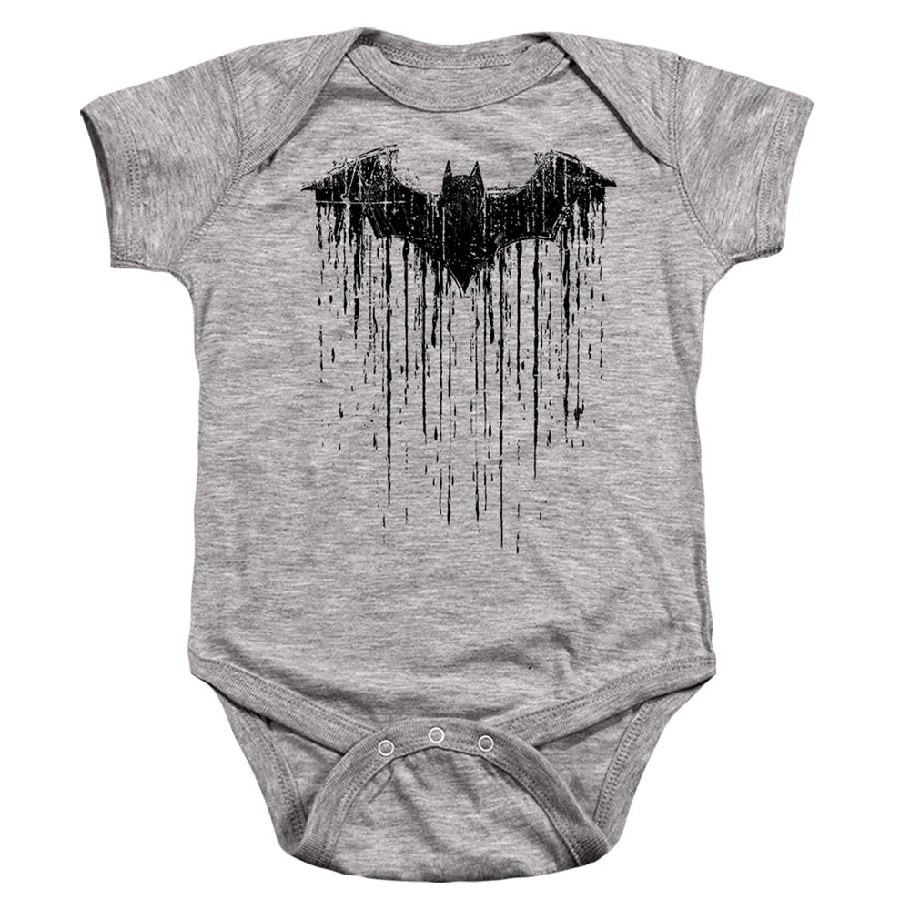 AN OFFCIALLY LICENSED BATMAN BATMAN PAINT 2 BABY BODYSUIT ATHLETIC HEATHER