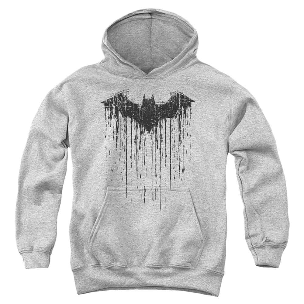 AN OFFCIALLY LICENSED BATMAN BATMAN PAINT 2 YOUTH HOODIE ATHLETIC HEATHER