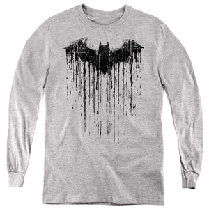 AN OFFCIALLY LICENSED BATMAN BATMAN PAINT 2 YOUTH LONG SLEEVE T-SHIRT ATHLETIC HEATHER