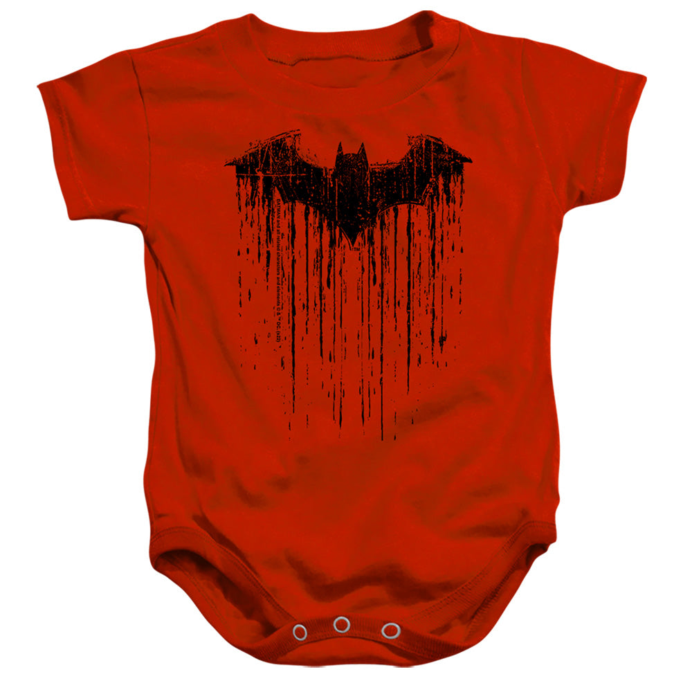 AN OFFCIALLY LICENSED BATMAN BATMAN PAINT 3 BABY BODYSUIT RED