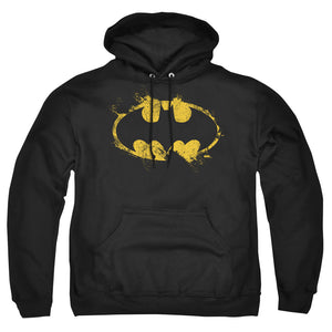 AN OFFCIALLY LICENSED BATMAN PAINT ROLLER LOGO ADULT UNISEX PULLOVER HOODIE BLACK