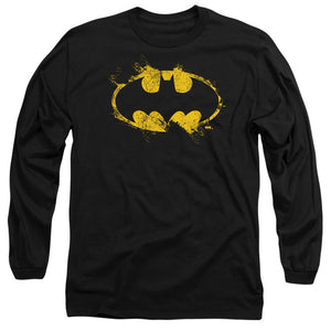 AN OFFCIALLY LICENSED BATMAN PAINT ROLLER LOGO MEN'S LONG SLEEVE T-SHIRT BLACK