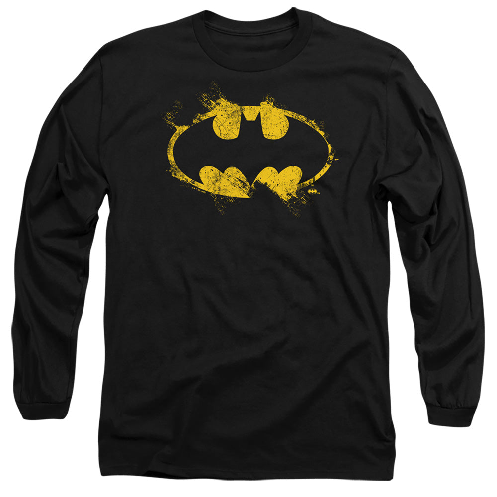 AN OFFCIALLY LICENSED BATMAN PAINT ROLLER LOGO MEN'S LONG SLEEVE T-SHIRT BLACK