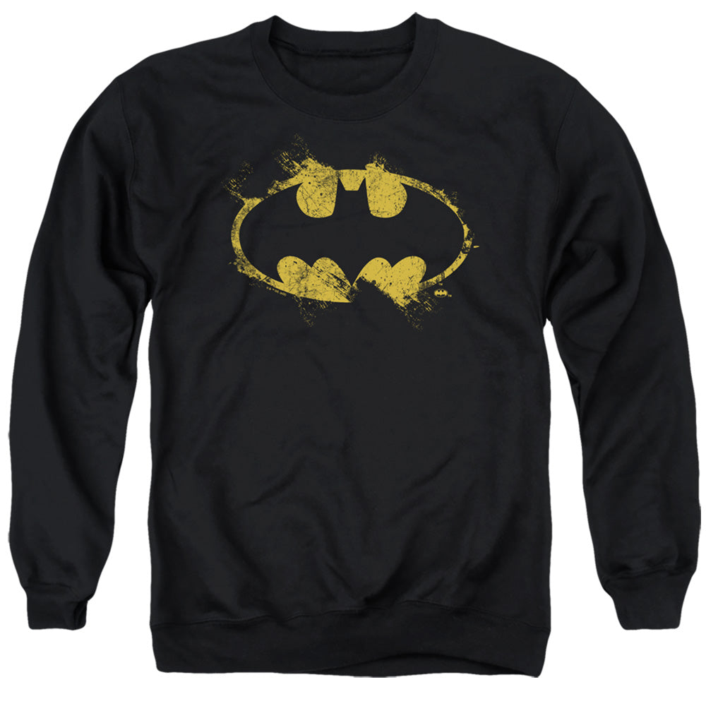 AN OFFCIALLY LICENSED BATMAN PAINT ROLLER LOGO ADULT UNISEX CREWNECK SWEATSHIRT BLACK