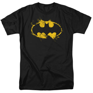 AN OFFCIALLY LICENSED BATMAN PAINT ROLLER LOGO MEN'S REGULAR FIT T-SHIRT BLACK