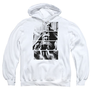 AN OFFCIALLY LICENSED BATMAN PANELS ADULT UNISEX PULLOVER HOODIE WHITE