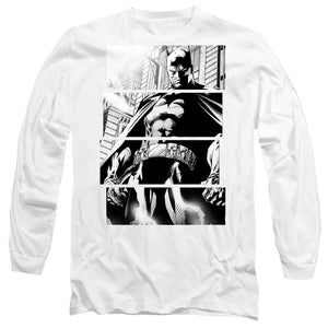 AN OFFCIALLY LICENSED BATMAN PANELS MEN'S LONG SLEEVE T-SHIRT WHITE