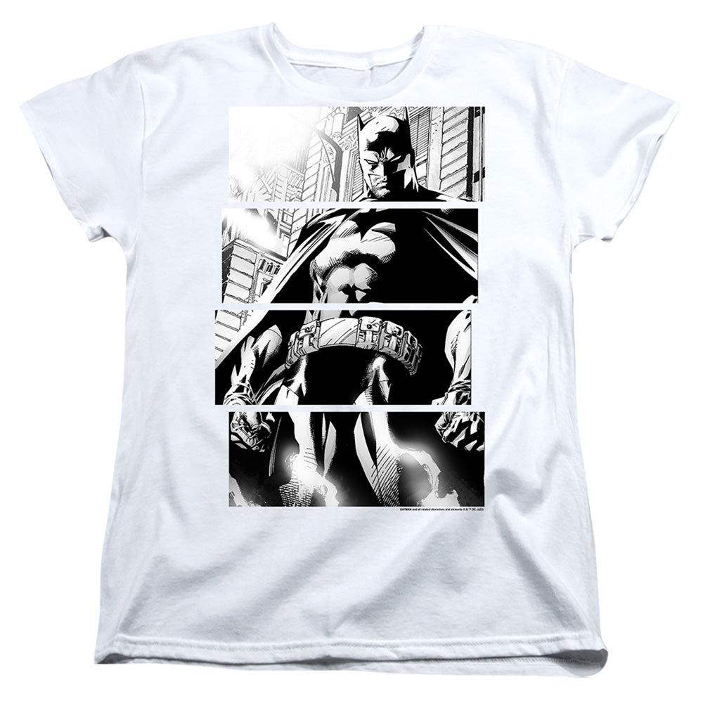 AN OFFCIALLY LICENSED BATMAN PANELS WOMEN'S REGULAR FIT T-SHIRT WHITE