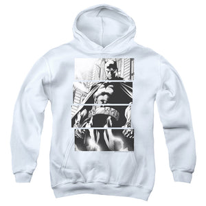 AN OFFCIALLY LICENSED BATMAN PANELS YOUTH HOODIE WHITE