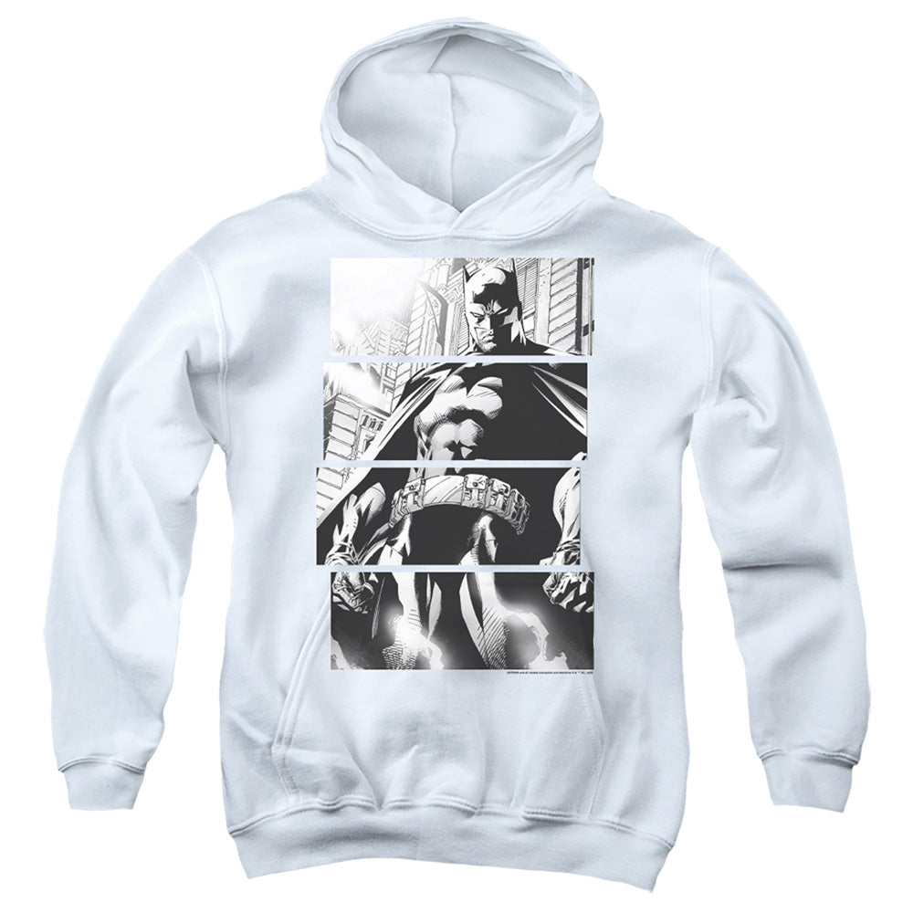 AN OFFCIALLY LICENSED BATMAN PANELS YOUTH HOODIE WHITE