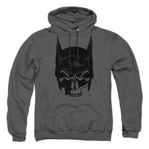 AN OFFCIALLY LICENSED BATMAN SKULL ON GRAY ADULT UNISEX PULLOVER HOODIE CHARCOAL