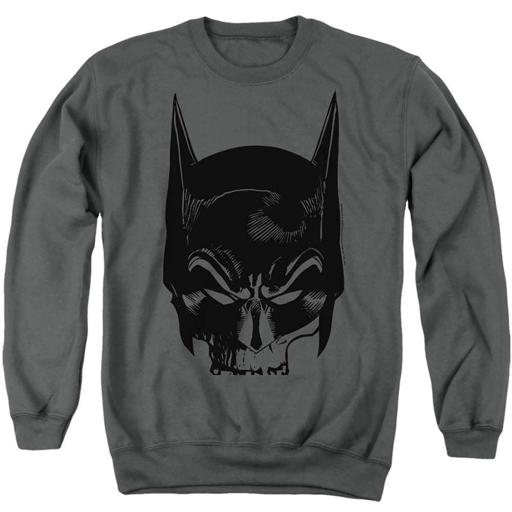 AN OFFCIALLY LICENSED BATMAN SKULL ON GRAY ADULT UNISEX CREWNECK SWEATSHIRT CHARCOAL