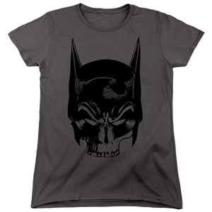 AN OFFCIALLY LICENSED BATMAN SKULL ON GRAY WOMEN'S REGULAR FIT T-SHIRT CHARCOAL