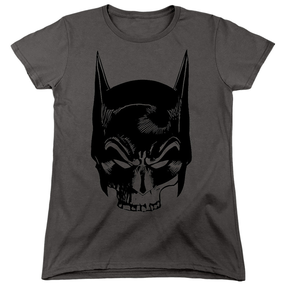 AN OFFCIALLY LICENSED BATMAN SKULL ON GRAY WOMEN'S REGULAR FIT T-SHIRT CHARCOAL